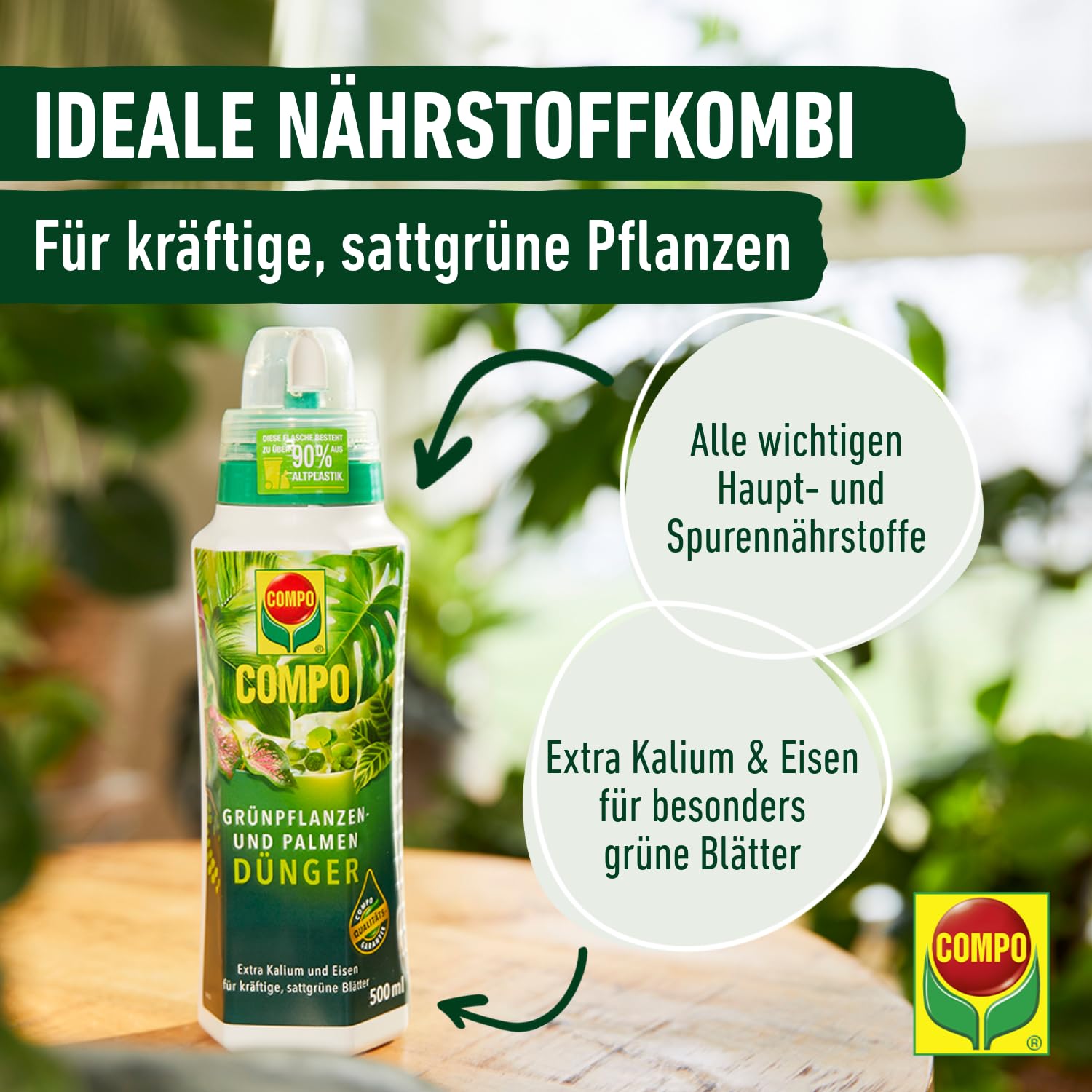 COMPO Grünpflanzendünger und Palmendünger – Spezial-Flüssigdünger für alle Zimmer-, Balkon- und Terrassenpflanzen – 1 Liter 5