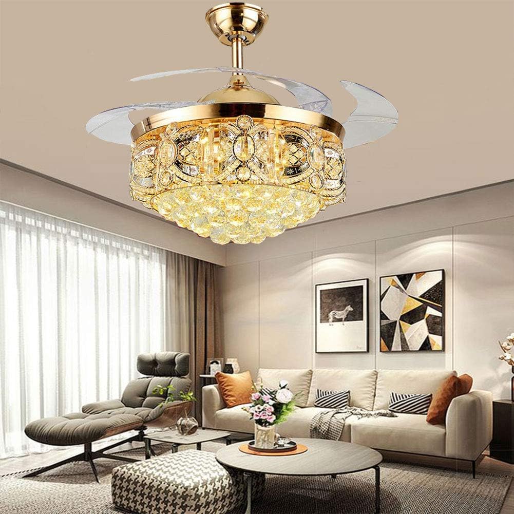 RuiXia Ventilador de Techo de Cristal con Luces, Ventilador de Techo