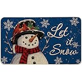Artoid Mode Blue Snowman Let it Snow Winter Doormat, Christmas Home Decor Low-Profile Switch Rug Door Mat Floor Mat for Indoo