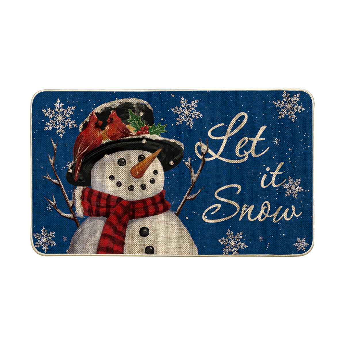 Photo 1 of Artoid Mode Blue Snowman Let it Snow Winter Doormat, Christmas Home Decor Low-Profile Switch Rug Door Mat Floor Mat for Indoor Outdoor 17x29 Inch