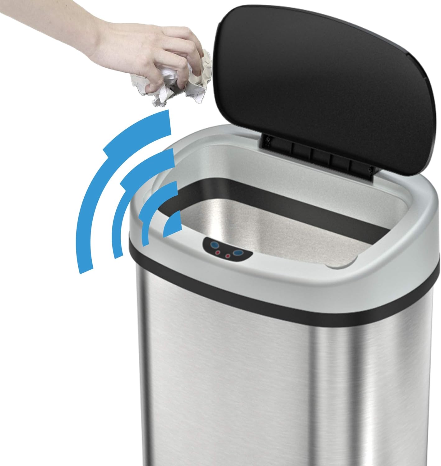 iTouchless 13 Gallon SensorCan Touchless Trash Can with Odor Control System, Shape, Kitchen Bin, Oval Stainless Steel: Home & Kitchen