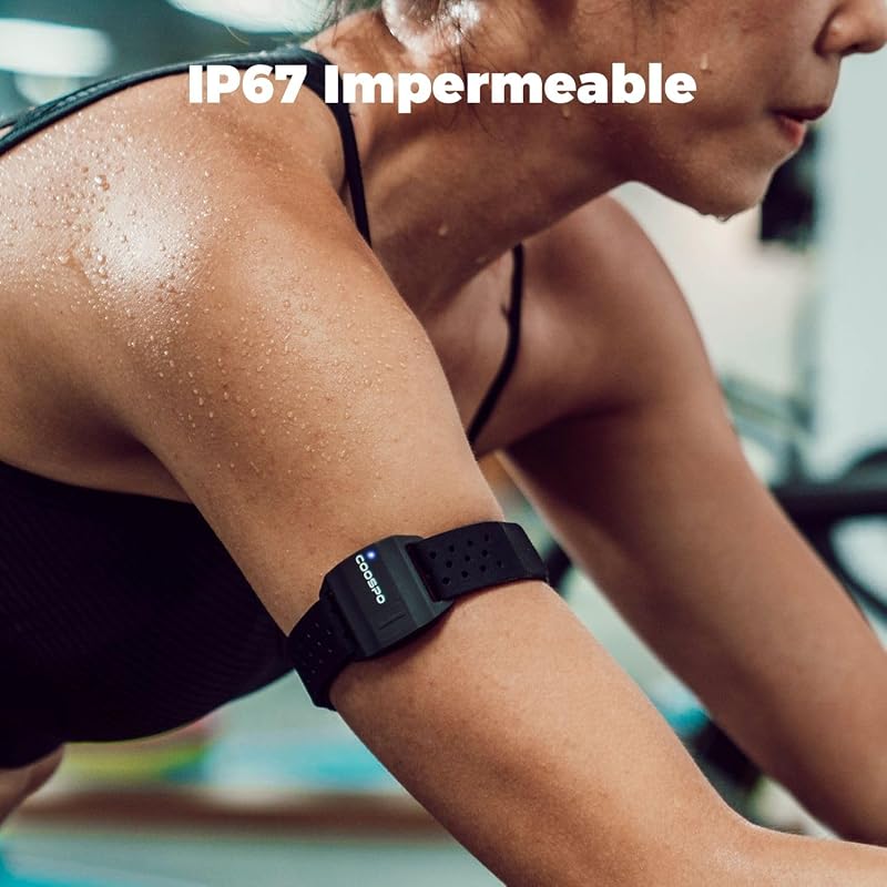 HW706 Pulsómetros Banda Frecuencia Cardiaca Brazo Bluetooth Ant+, Impermeable IP67 para Wahoo, Strava, Polar Beat, DDP Yoga, adidas Run, Rouvy, Pulsoid