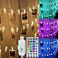 Solhice Photo Clips String Lights Color Changing 20 LEDs, 10ft RGB Hanging Pictures Wall Lights for Teen Girls Room Decor, Indoor Bedroom Lights with USB Powered and Remote, Gifts for Teenage Girls