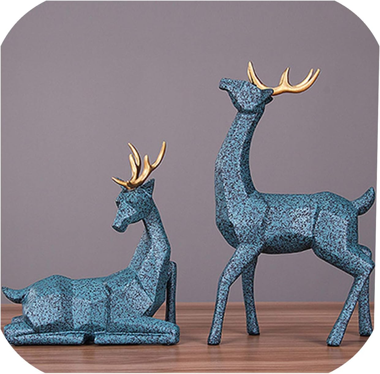 SellerWu Creative Resin Deer Statue Vintage Figurines Home