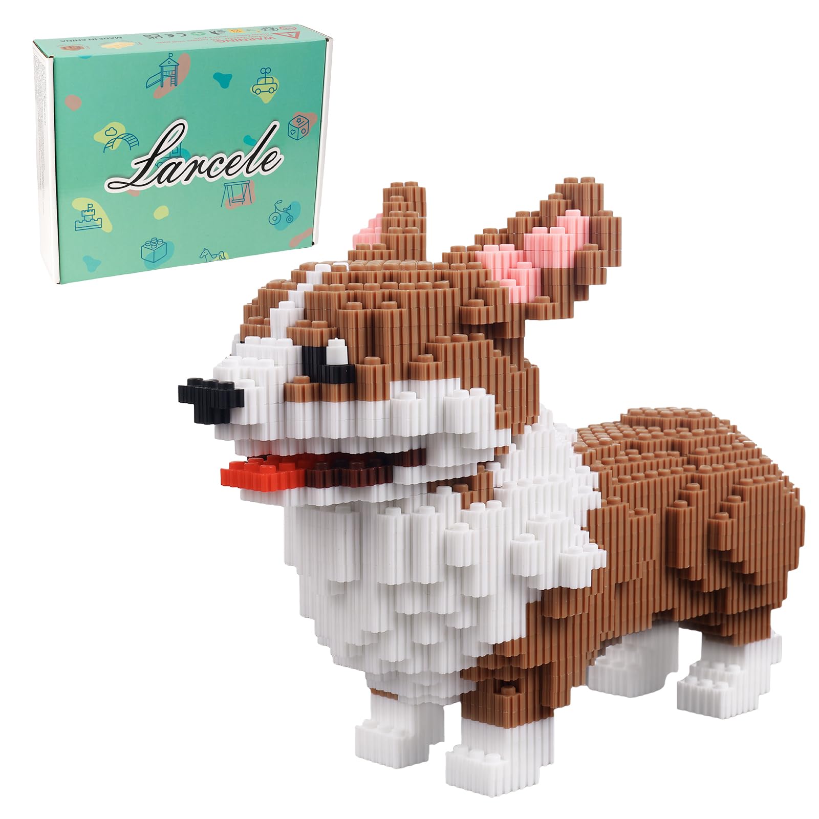 Larcele 3274 Pieces Dog Micro Building Blocks Animal Mini Building Toy Bricks KLJM-02 (Big Corgi)