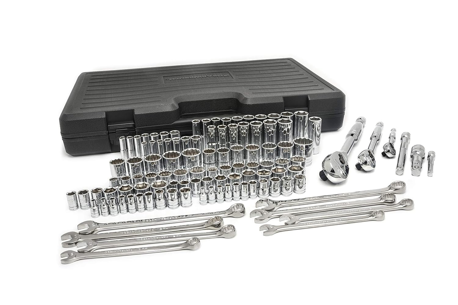 LLAVE DE ENGRANAJES 110 Pz. Juego de herramientas mecánicas de 6 y 12 puntos con accionamiento de 1/4, 3/8 y 1/2, estándar y profundo, SAE/métrico - 89058