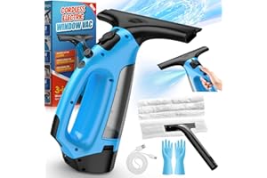 ANKUWA 3 in 1 Rechargeable Window Vacuum Squeegee Cordless with 10 inch Blade, Window Cleaner for Efficiently Spraying, Wiping and Vacuuming Windows, Mirrors, Shower Glass, Tiles and Countertops, Blue