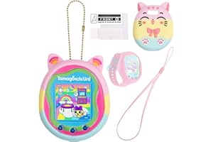 MGZNMTY Silicone Case for Tamagotchi Uni Virtual Pet Machine, Screen Protector Compatible with Tamagotchi Uni Watch Digital Pet (Silicone Case and Screen Film) (Macarons)