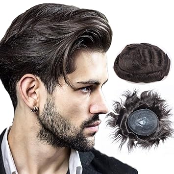 Amazon Com Soft Skin Human Hair Pieces Toupee For Men Llwear