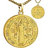 Anwlki St Benedict Necklace Saint Benedict Medal Bless Safety Religion Pendant Gift for Men, Women, Family, Parent, Friend