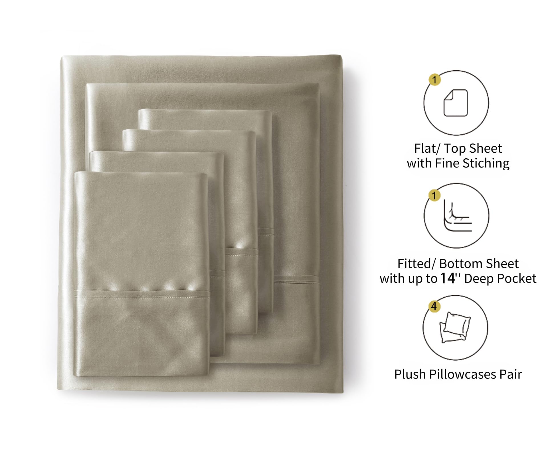 Condition photo showing New/Like New for lanest housing silk satin sheets, 6-piece queen size satin bed sheet set with deep pockets, cooling
