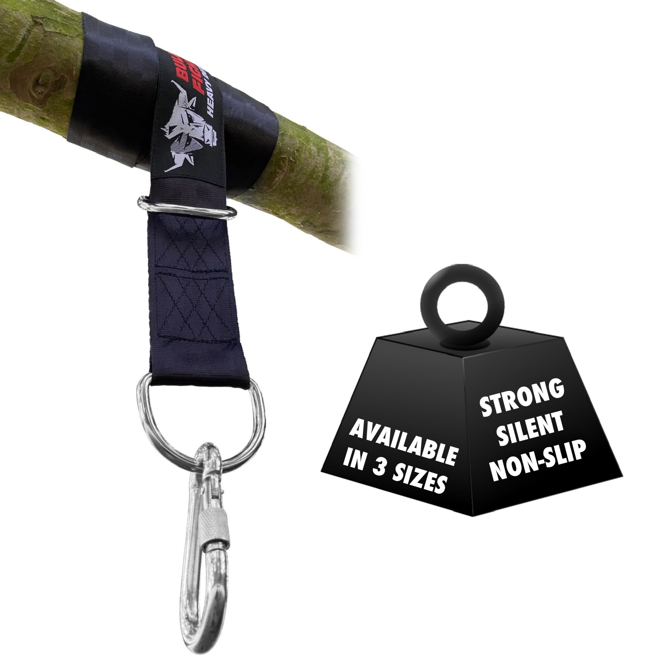 BULL DOZA FIGHT WEAR Boxing Punch Bag Strap/Sling – Heavy Duty Bag Hanger with 9mm Steel Screw Lock Carabiner - Strap Mount Black 7ft