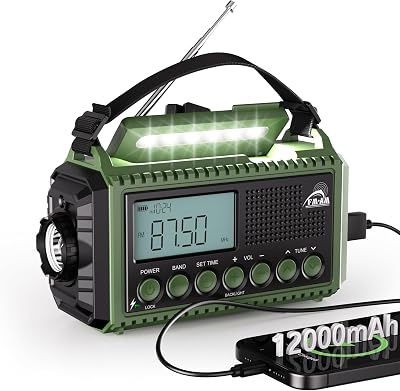 Mesqool Portable Wind Up Solar Emergency Radio AM FM SW with USB Charger