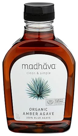 Amazon Com Madhava Organic Amber Agave 17 Oz Bottle Pack Of 1 100 Pure Organic Blue Agave Nectar Natural Sweetener Sugar Alternative Vegan Organic Non Gmo Liquid Sweetener Grocery Gourmet Food