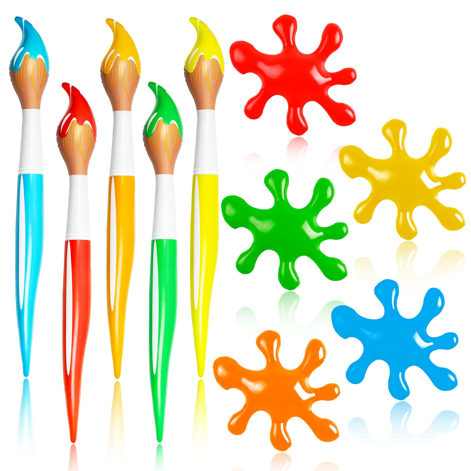 Photo 1 of 10 Pcs Colorful Art Party Decorations Set with Inflatable Paint Brushes Balloons Large Paint Splatter Balloons Prop Kit for Art Paint Back to School Party Favor