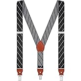 EOAYONY Men's suspenders Elastic Y Back Adjustable Heavy Duty Strong Clips 1.4" Wide