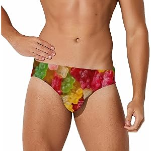 Colorful Gummy Bears Candy Men's Swimwear Bikini Swimming Briefs Stretchy Swimsuits Board Surf Shorts Trunks