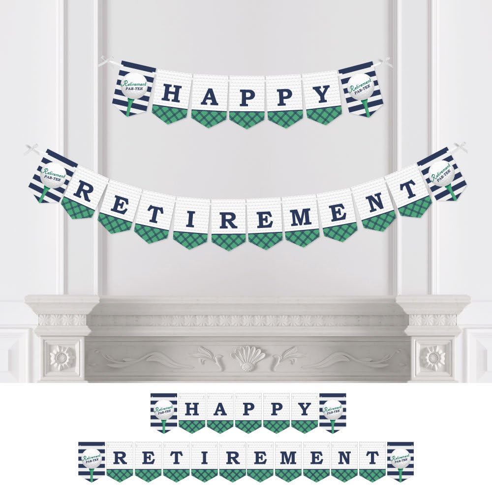Amazon Com Big Dot Of Happiness Par Tee Time Golf Retirement Party Bunting Banner Golf Party Decorations Happy Retirement Toys Games