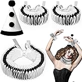 Maiteenly Collar Cuff Set Clown Accessories Elizabethan Renaissance Neck Ruff Clown Collar Cuffs