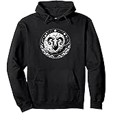 Aries Moon Astrology Sign With Ram And Lunar Landscape Pullover Hoodie