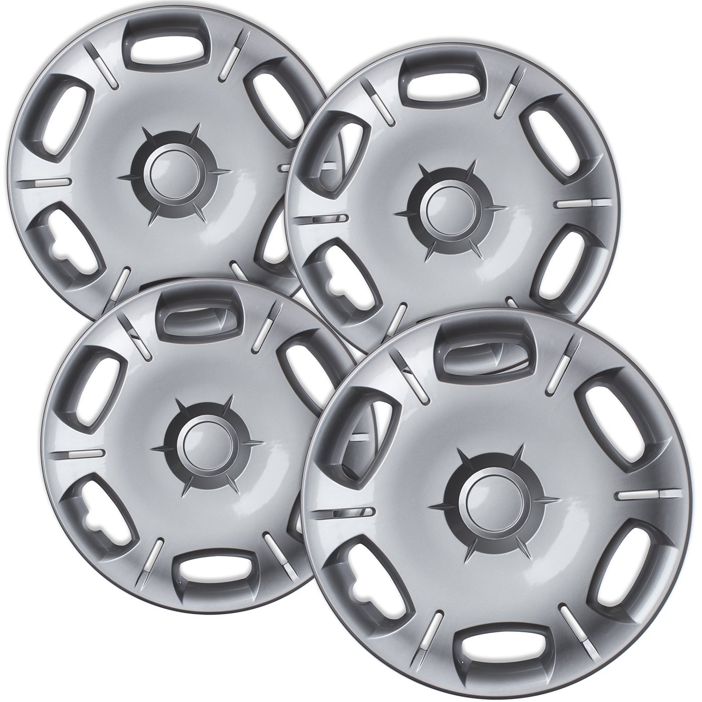 Hubcaps 16 inch Wheel Covers - (Set of 4) Hub Caps for 16in Wheels Rim Cover - Car Accessories Silver Hubcap Best for 16inch Cars Standard Steel Rims - Snap ...