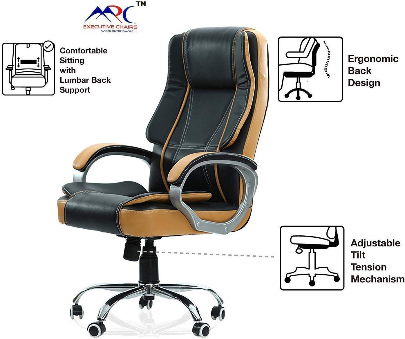 Mrc M164 High Back Office Chair Director Chair Boss Chair Executive Chair Revolving Chair Black Tan Buy Online In Colombia At Desertcart Co Productid 209143404