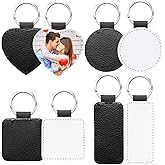 Arokimi Sublimation Keychains Blank,PU Leather Heat Transfer Keychain Keyring,8 Pcs