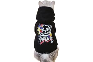 QWINEE Cartoon Bear Print Cat Hoodie Breathable Stretchy Sweatshirts with Hat Warm Cat Clothes for Small Medium Large Cats Dogs Multicolor L