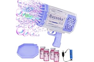 HYNXM Bubble Gun, Bazooka Bubble Gun, 69 Hole Bubble Gun with 4 Bottles of Bubble Liquid, for Children Adults, Indoor and Outdoor Birthday Wedding Party Events