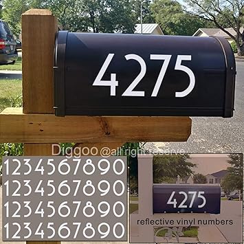 Diggoo Reflective Mailbox Numbers Sticker Decal Die Cut Uzbek Style Vinyl Number 2 Self Adhesive 4 Sets For Mailbox Signs Window Door Cars Trucks Home Business Address Number Amazon In Home Improvement