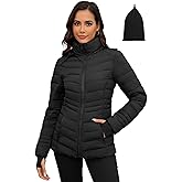 ANOTHER CHOICE Womens Packable Puffer Jacket, Lightweight Puffer Coat with Hood Winter Puffy Jacket for Women