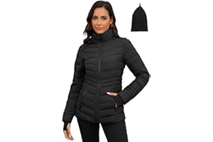 ANOTHER CHOICE Womens Packable Puffer Jacket, Lightweight Puffer Coat with Hood Winter Puffy Jacket for Women