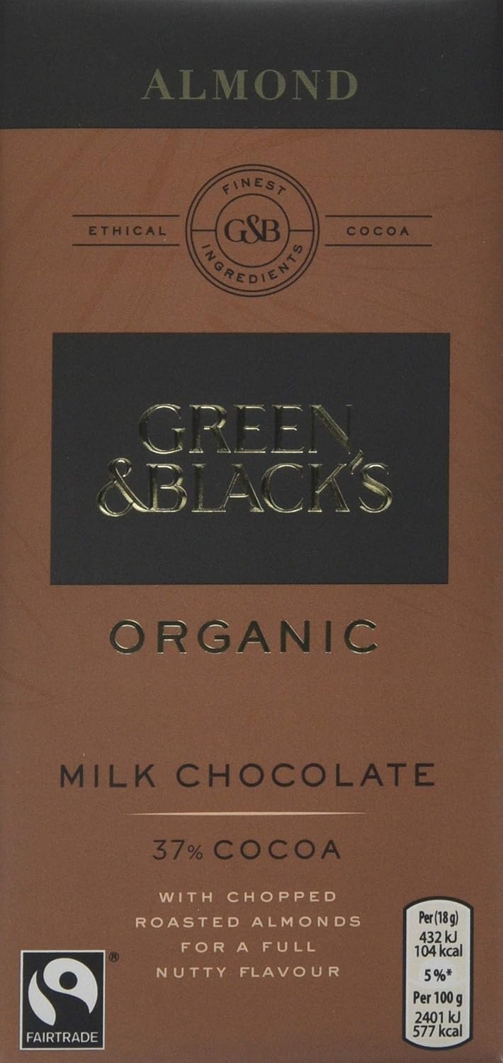 Green & Black's Organic Chopped Almond Milk Chocolate Bar, 90 g, Pack of 15 Amazon.co.uk Grocery