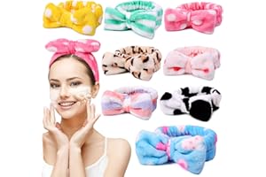 UMIKU 8 Pack Stocking Stuffers For Women Teen Girls Spa Headband for Women Facial Makeup Headband Soft Coral Fleece Bow Hair Band Party Favors for Washing Face Mask Spa Christmas Gifts For Woman Adult