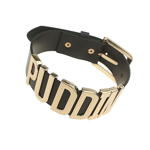 Udekit Einstellbare Schwarz Gürtel Gold Puddin Halsband Halskette für Frauen und Mädchen (ca. 1,2 Zoll Breite)