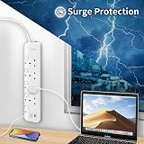 PARTH 3m Extension Lead with USB Ports Surge Protected 4 Way UK Plug view 4