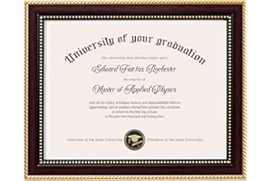 FLYJOE 8.5x11 Diploma Frame for 8.5x11 Certificate Document Photos with HD Tempered Glass Certificate Degree Frame for Wall & Tabletop Display, Mahogany with Gold Beads