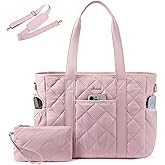 LOVEVOOK Tote Bag for Women, Puffer Work Tote Bag with Zipper, Quilted Nurse Teacher Shoulder for Daily,Travel,Gifts for Her