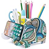 Mokani Desk Supplies Organizer, Creative Elephant Pencil Holder Multifunctional Office Accessories Desk Decoration with Cell 