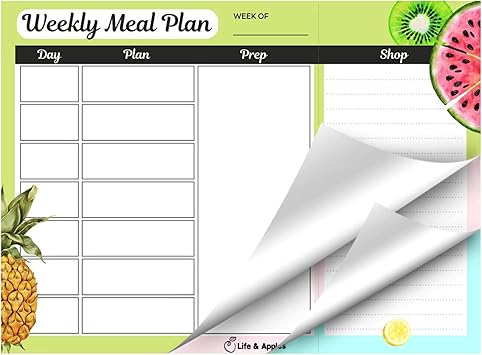 Life & Apples Meal Planner Pad for Weekly Meal Plan and Food Prep, with Tear Off Grocery List, 11x8 inch Planning Notepad: Amazon.co.uk: Office Products Life & Apples Meal Planner Pad for Weekly Meal Plan and Food Prep, with Tear Off Grocery List, 11x8 inch Planning Notepad: Amazon.co.uk: Office Products