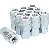 JOROY 1/4 Air Hose Fittings, Industrial M-Type Coupler, 1/4 Inch Flow Size, 1/4 Inch Female Threads Size, Steel Material, 300