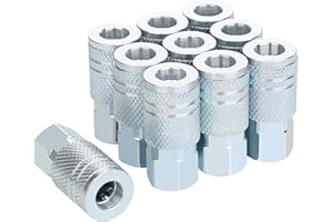 JOROY 1/4 Air Hose Fittings, Industrial M-Type Coupler, 1/4 Inch Flow Size, 1/4 Inch Female Threads Size, Steel Material, 300