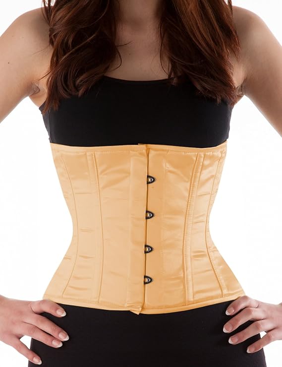AB Korsett Manufaktur Damen Taillenkorsett Korsett Beige Corsage Satin Schnürkorsett zur Taillenreduktion Mieder, Body Shaper