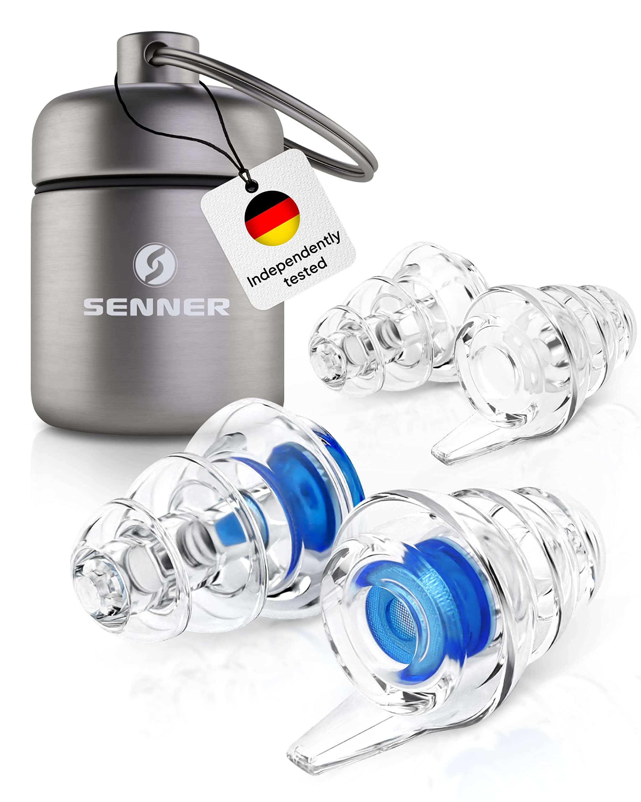 Senner MusicPro - Reusable Hearing Protection Earplugs for Concert, Festival, Music and Club with Aluminium Container, Especially Light Ear Protectors to wear