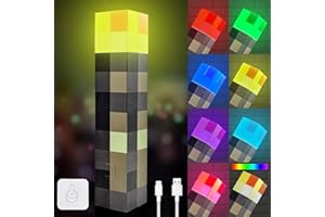 AIDYVOI Light-up Wall Torch Lamp, 7-Color Night Light, Rechargeable Night Lamp, Hand Held & Wall Mountable Table Light, Costume Cosplay Nightstand Lamp for Room Decor for Boys, Brown