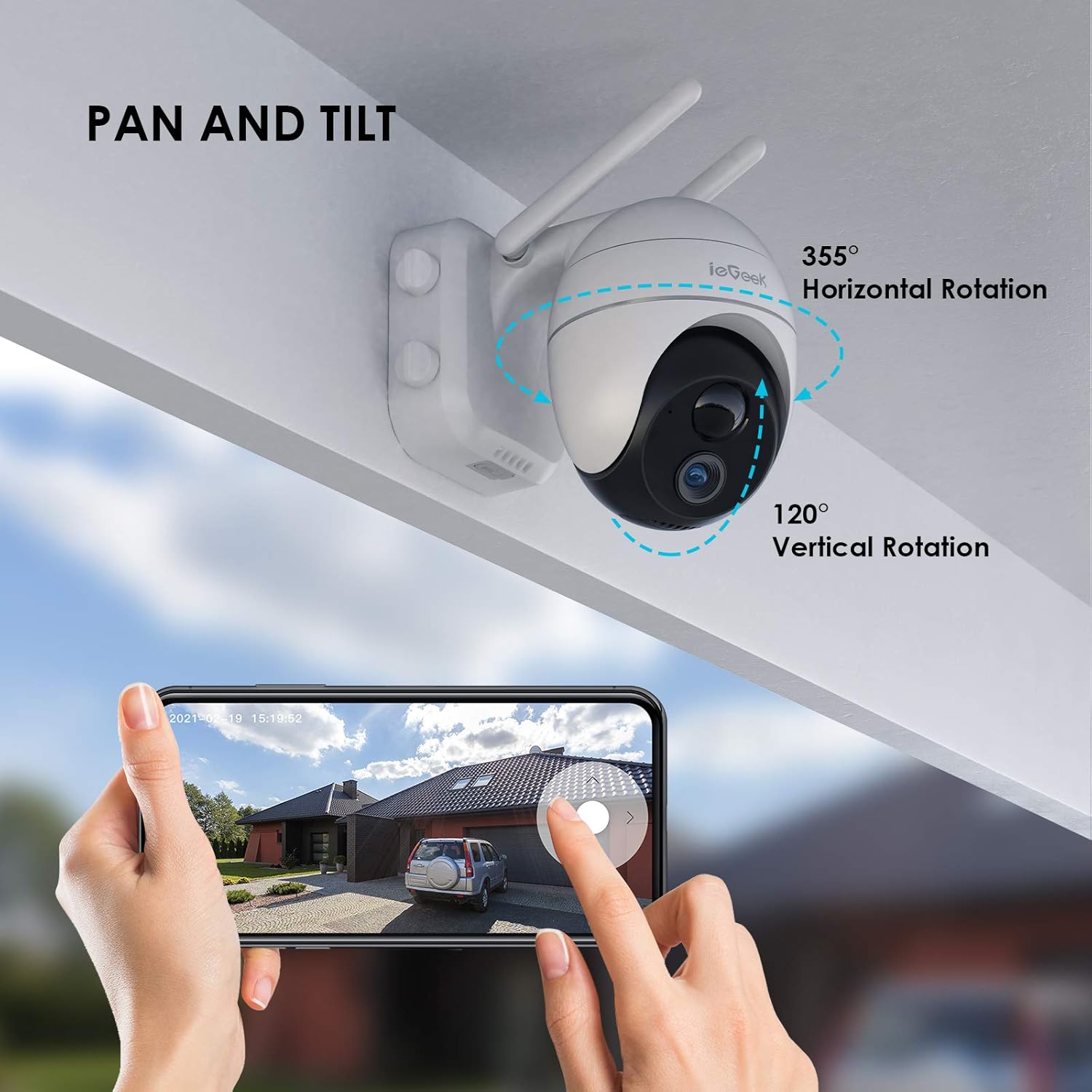 ieGeek 2K 360° Wireless Security Camera Outdoor with Color Night Vision, Rechargeable Battery CCTV Camera Systems - Image 3