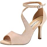 ELEGANTPARK Sandals for Women Peep Toe High Heels Cross Strappy Wedding Evening Dress Shoes Buckle Stain