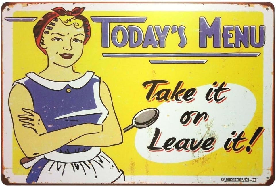 Dehavre Today's Menu "Take It Or Leave It" Retro Vintage Tin Sign 8" x 12" inches