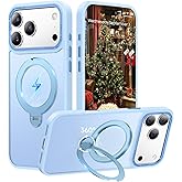 Peerock 360° Spin Magnetic Stand for iPhone 17 Pro Case, Fit for MagSafe, Mil-STD Protective Case for iPhone 17 Pro Phone Case with Kickstand Rotatable 6.3 inch, Sky Blue
