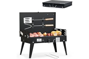 MASTER COOK Portable Charcoal Grill, Foldable BBQ Grill Kit Easy to Carry, Mini Tabletop Grill for Outdoor Camping, Patio and Picnic, 17.1”*10.8”*2.5”